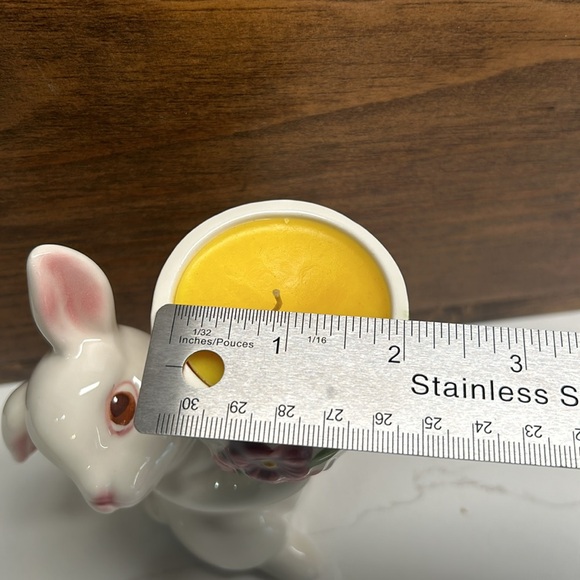 Vintage 1981 Avon White Ceramic Bunny Candle Holder With Floral Design - Picture 11 of 14